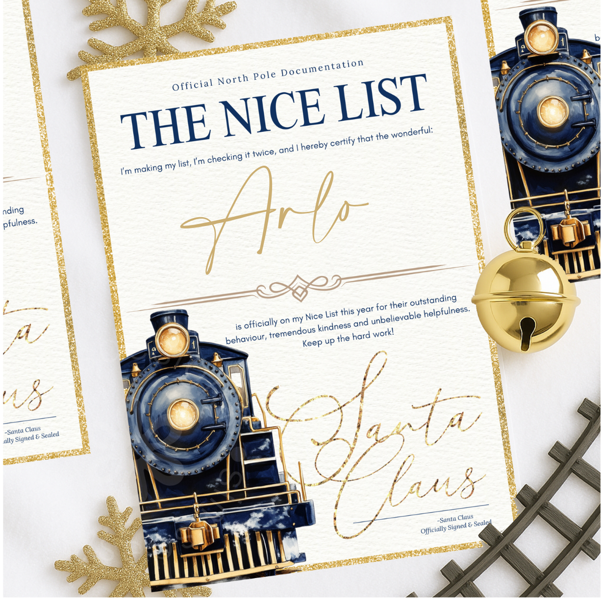The Nice List Certificate – Personalised Santa Claus Certificate (Blue or Pink)