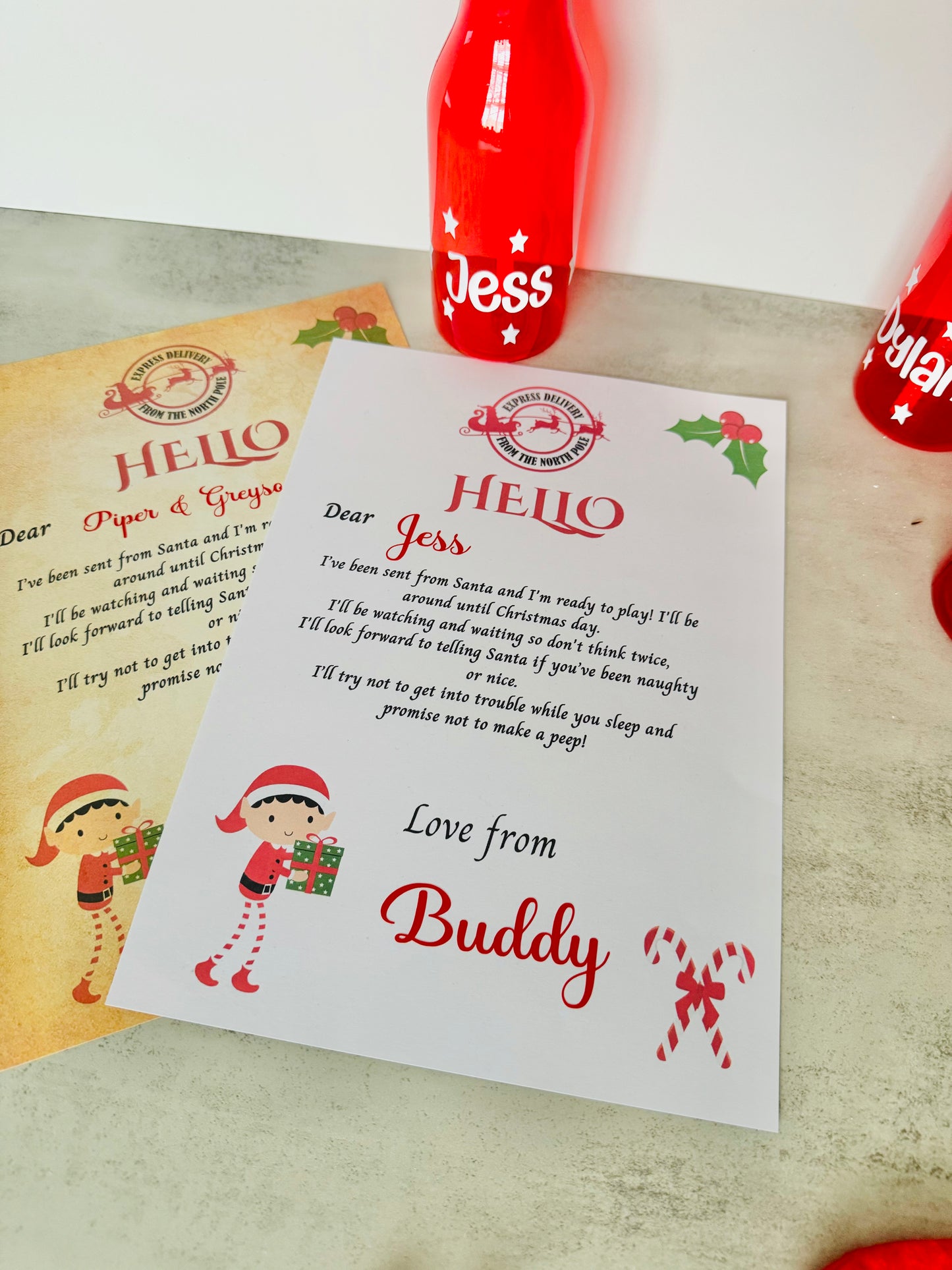 printed personalised naughty elf on shelf letter, im back letter from elf, hello letter from elf, christmas letter, elf arrival lette