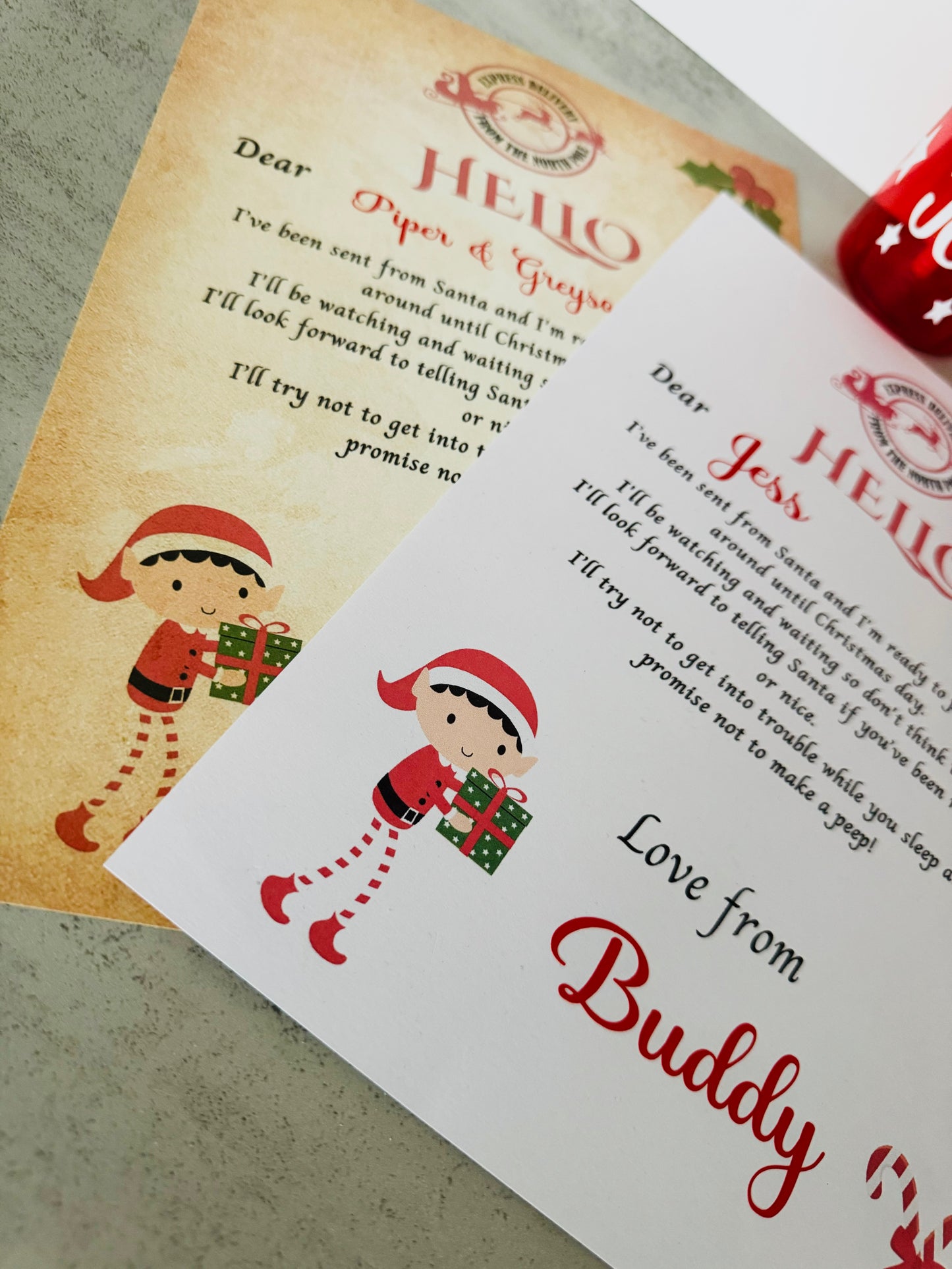 printed personalised naughty elf on shelf letter, im back letter from elf, hello letter from elf, christmas letter, elf arrival lette