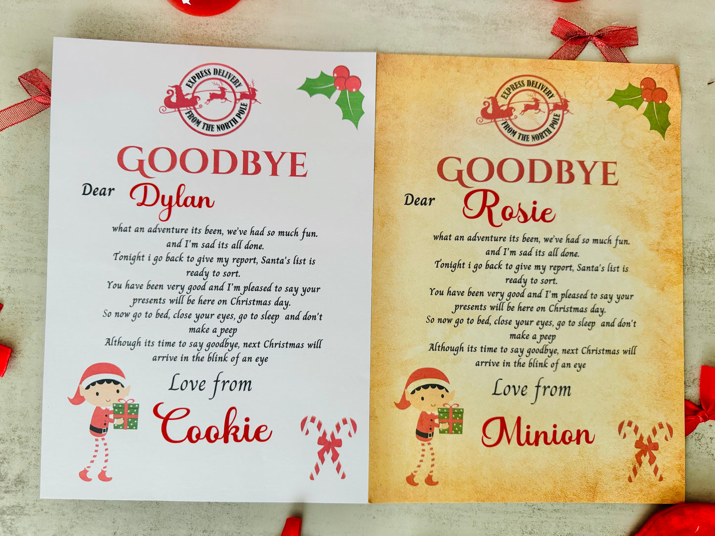 printed personalised naughty elf on shelf letter, im back letter from elf, hello letter from elf, christmas letter, elf arrival lette