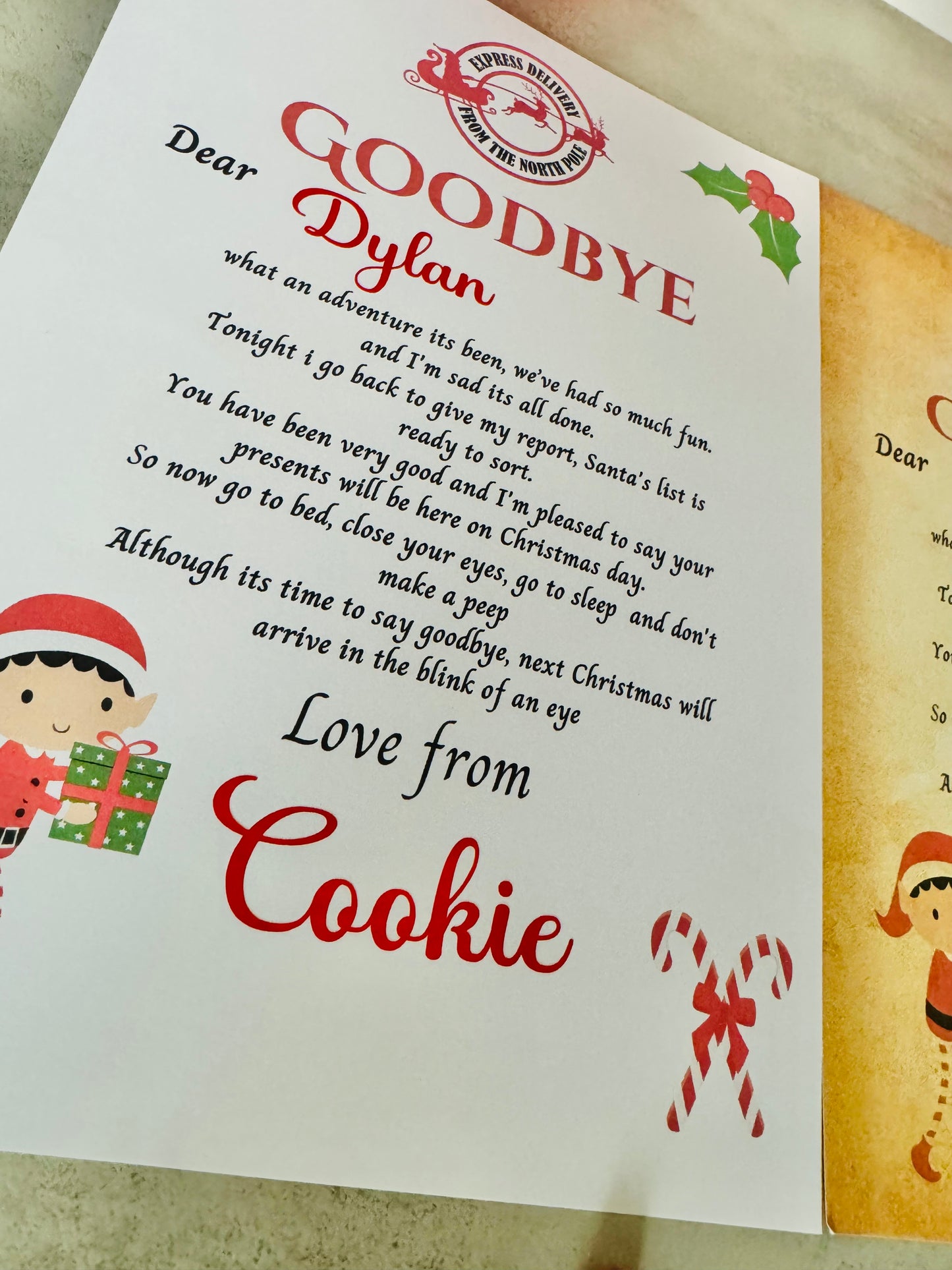printed personalised naughty elf on shelf letter, im back letter from elf, hello letter from elf, christmas letter, elf arrival lette