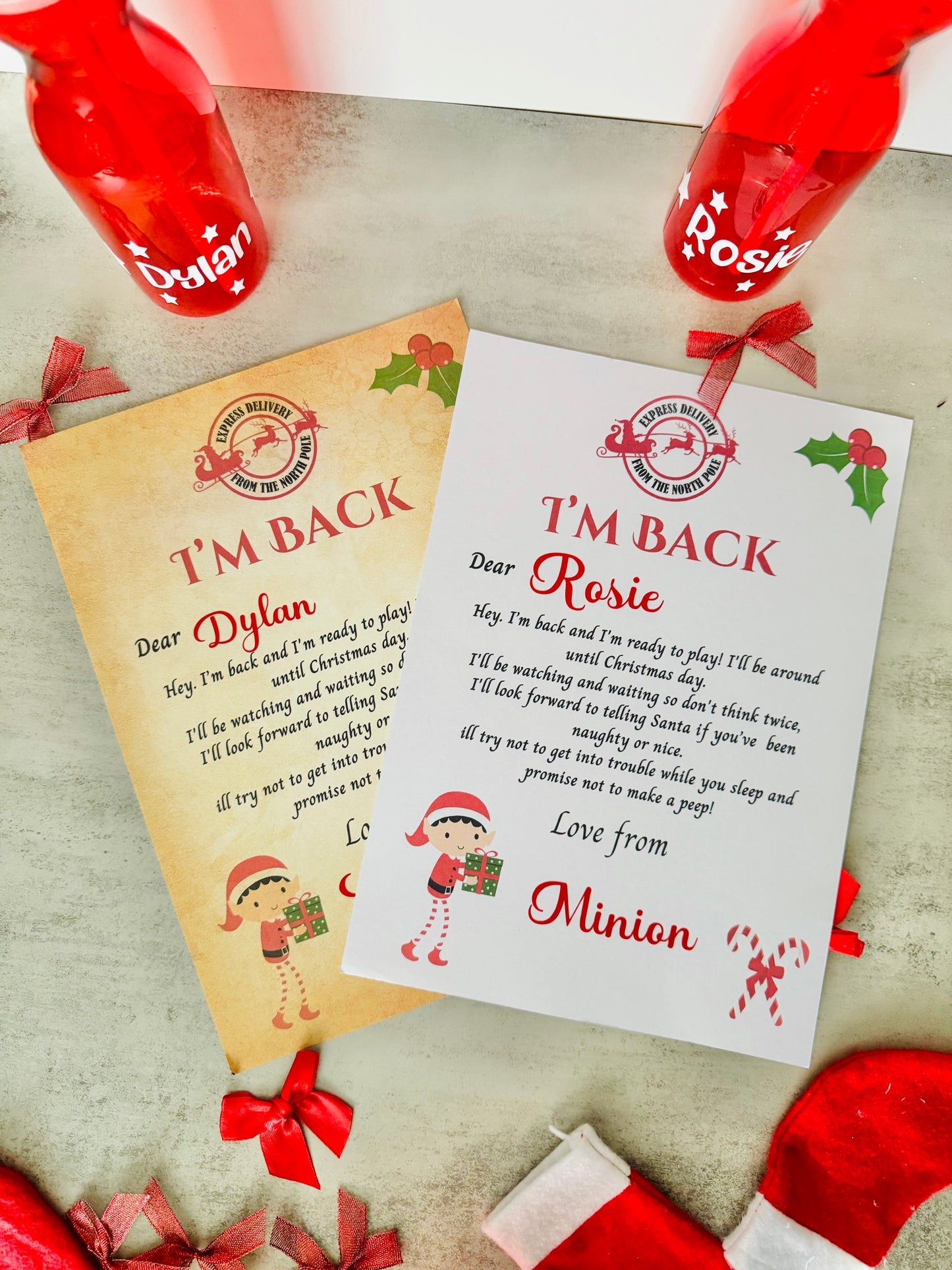 printed personalised naughty elf on shelf letter, im back letter from elf, hello letter from elf, christmas letter, elf arrival lette