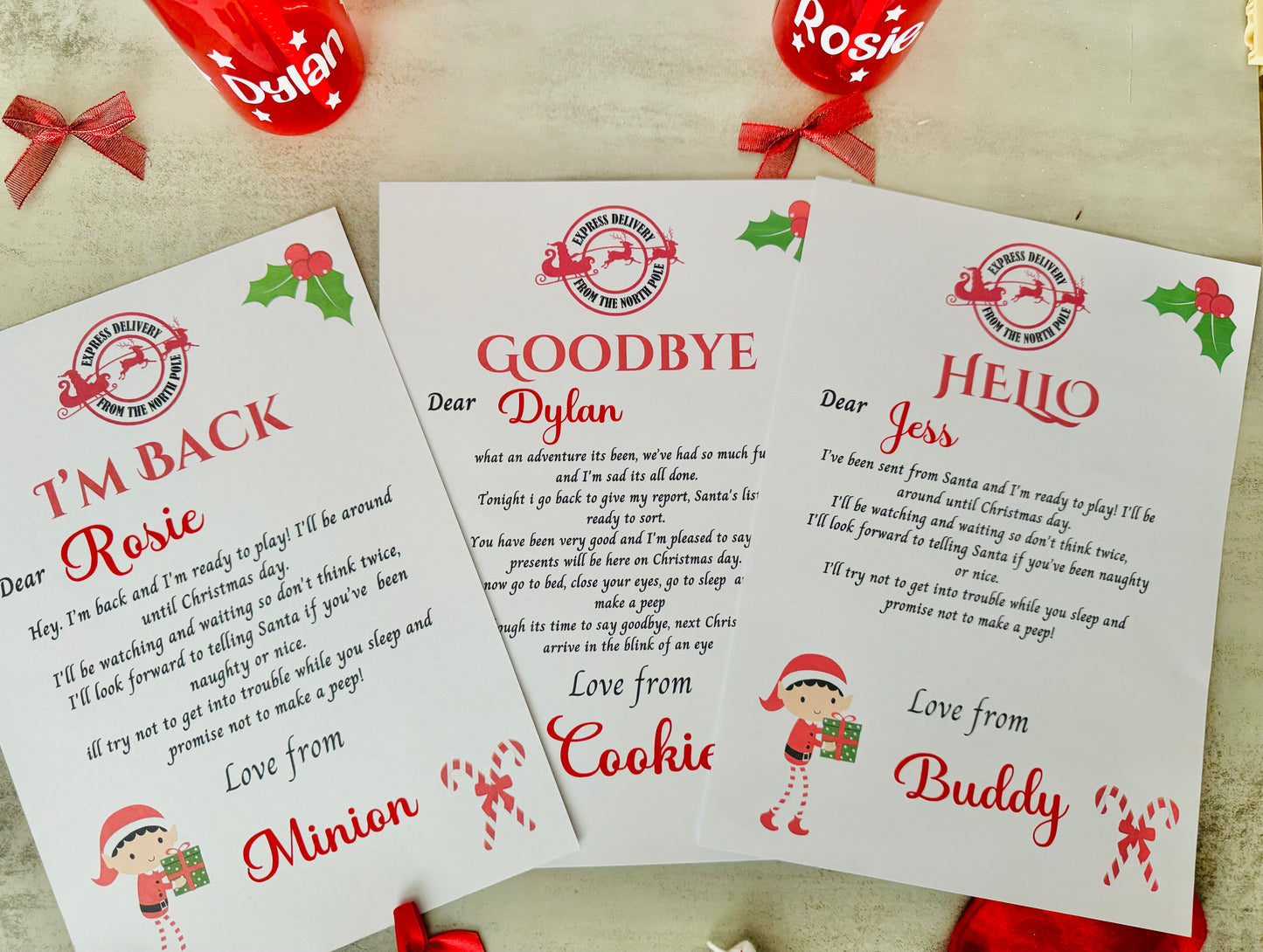 printed personalised naughty elf on shelf letter, im back letter from elf, hello letter from elf, christmas letter, elf arrival lette