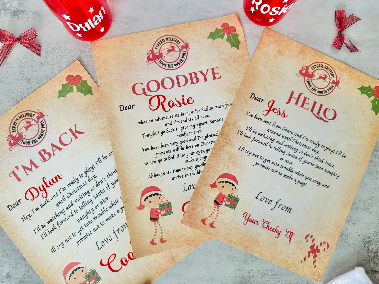 printed personalised naughty elf on shelf letter, im back letter from elf, hello letter from elf, christmas letter, elf arrival lette