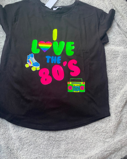 I love the 80s T-shirt, neon 80s T-shirt, Butlins live weekends, 80's party t-shirt