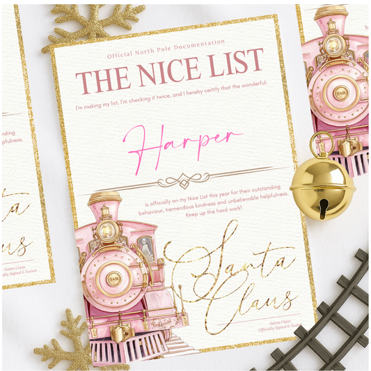 The Nice List Certificate – Personalised Santa Claus Certificate (Blue or Pink)
