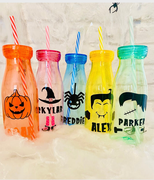 Kids Halloween bottle, kids straw bottle, colourful Halloween gift for kids, Halloween milk bottle, Halloween cup