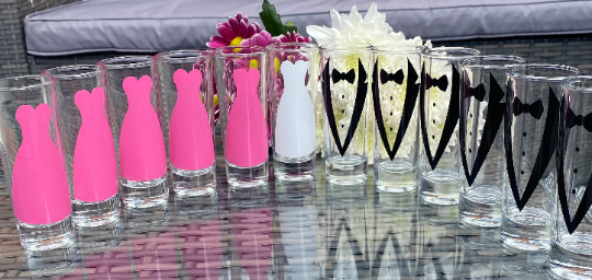 Wedding party large shot glass for hen party, stag do or wedding day.