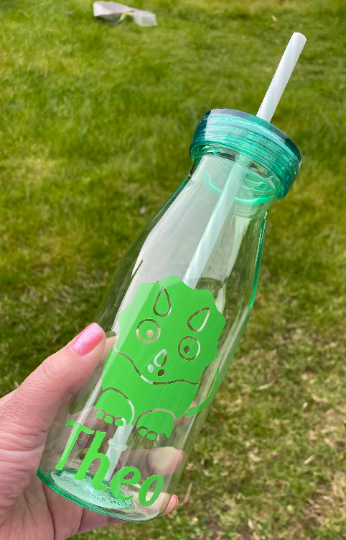 Kids drinks bottle with straw, personalised milk bottle