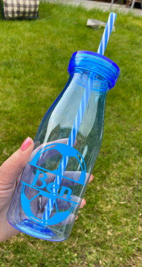 Kids drinks bottle with straw, personalised milk bottle