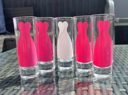 Wedding party large shot glass for hen party, stag do or wedding day.