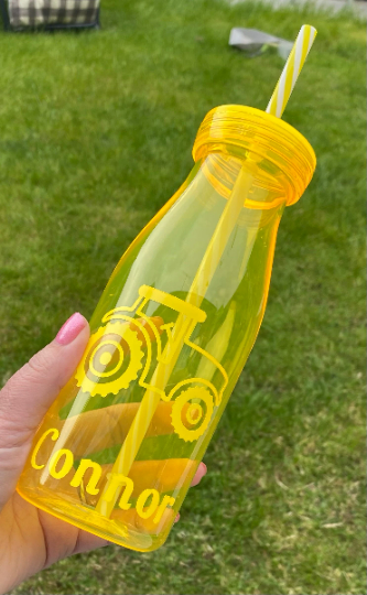 Kids drinks bottle with straw, personalised milk bottle