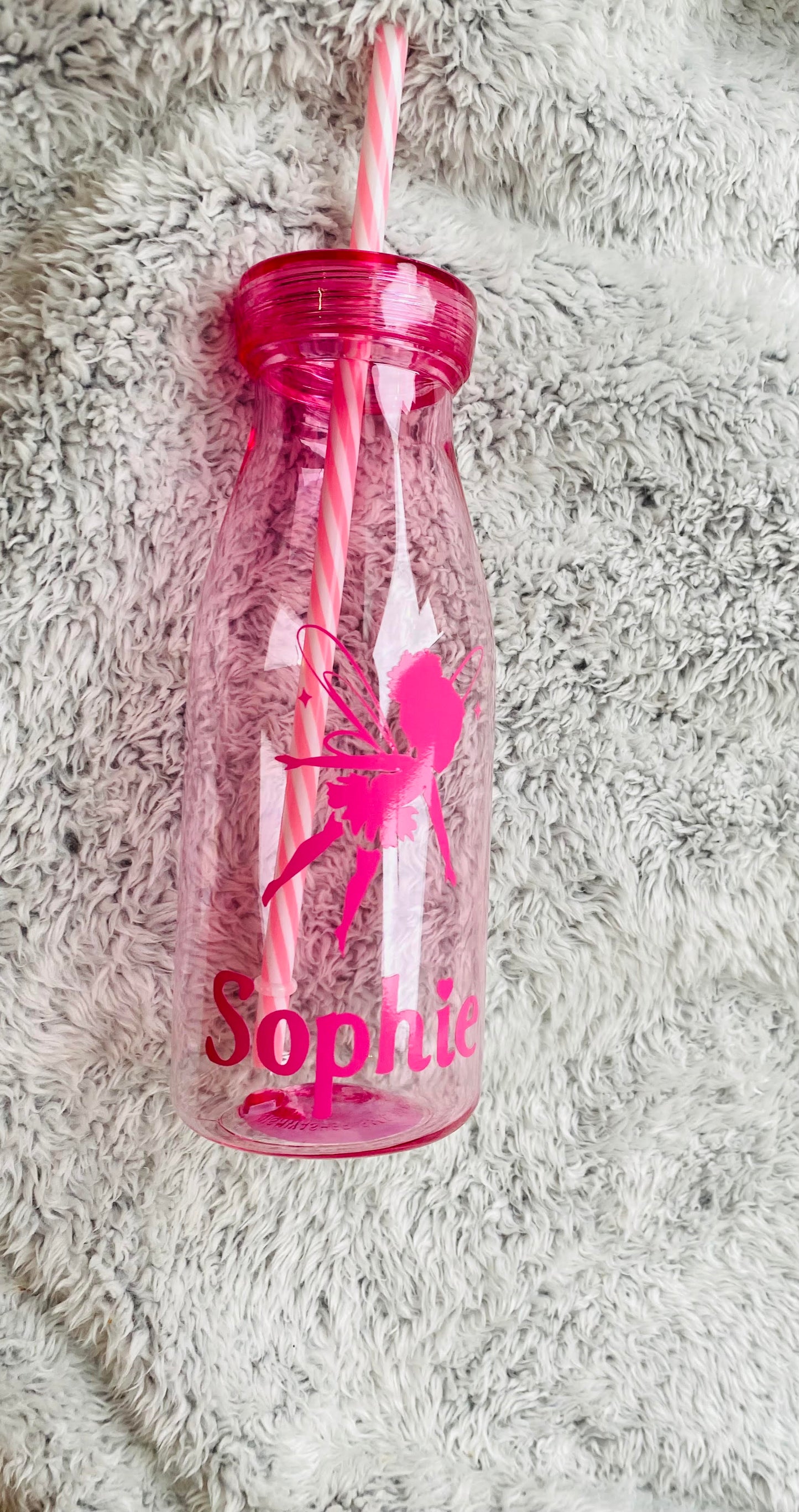 Kids drinks bottle with straw, personalised milk bottle